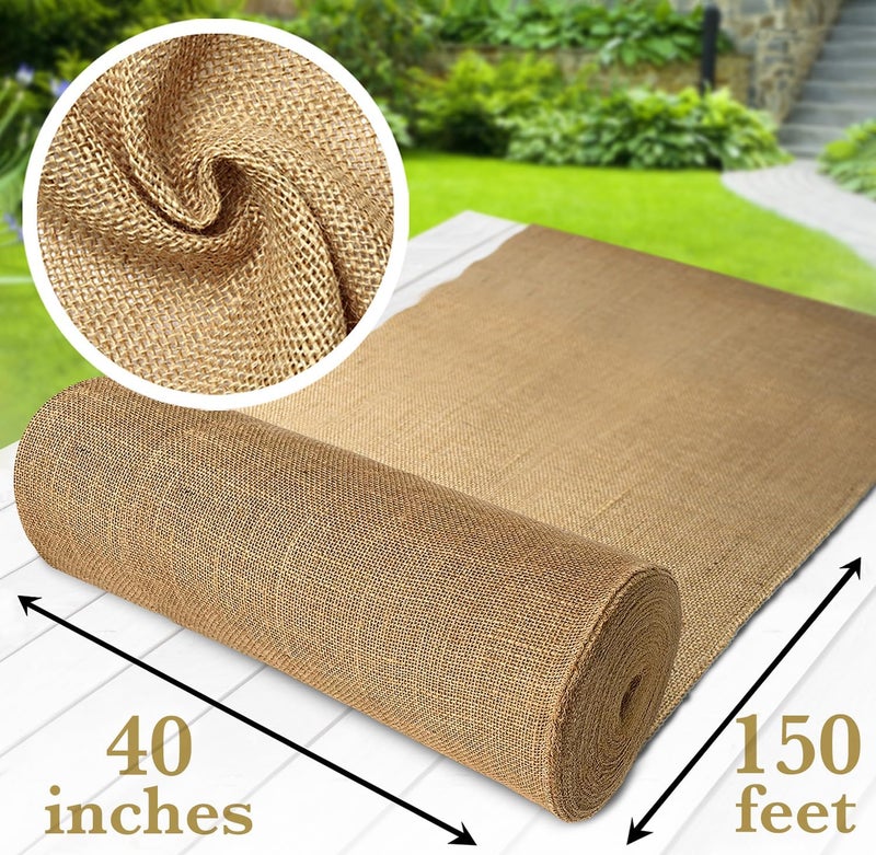 Burloptuous 40" x150 Feet Gardening Burlap Fabric Roll - Burlap Tree Wrap, Weed Barrier, Erosion Control, Aisle Runner, Multipurpose Natural Fabric, High Density Jute Fiber Material - Image 2